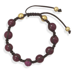 Adjustable Macrame Bracelet with Glass and CZ Beads