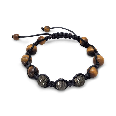 Adjustable Macrame Bracelet with Tiger's Eye Beads