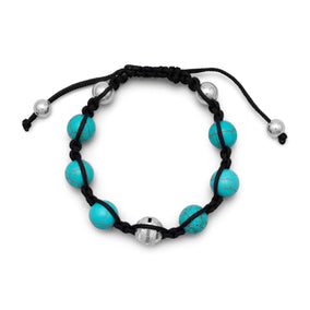 Adjustable Macrame Bracelet with Reconstituted Turquoise Beads