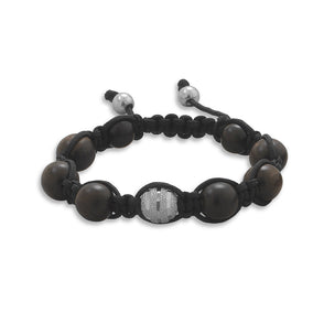 Adjustable Macrame Bracelet with Wood Beads