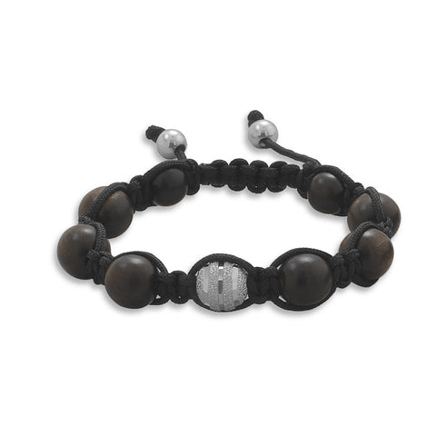 Adjustable Macrame Bracelet with Wood Beads