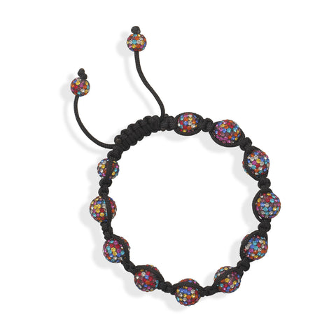 Adjustable Macrame Bracelet with Multicolor Crystal Beads
