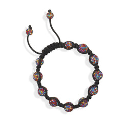 Adjustable Macrame Bracelet with Multicolor Crystal Beads