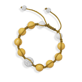 Adjustable Macrame and Yellow Bead Bracelet