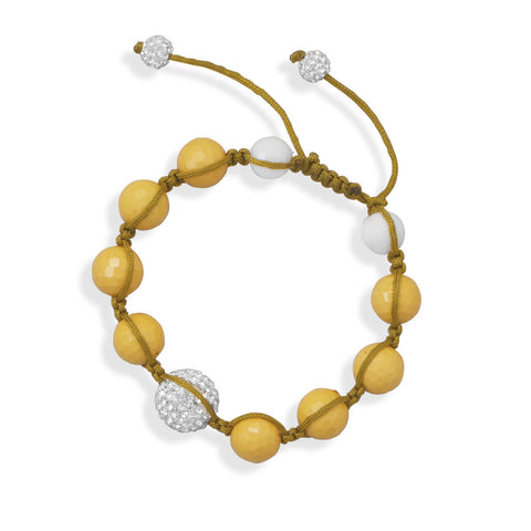 Adjustable Macrame and Yellow Bead Bracelet