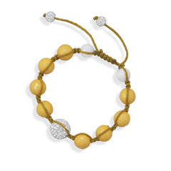 Adjustable Macrame and Yellow Bead Bracelet
