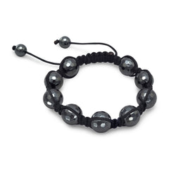 Adjustable Macrame and Hematite Bead Bracelet