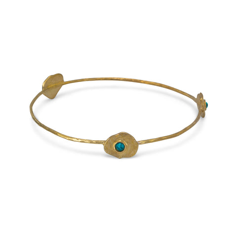 Brass and Reconstituted Turquoise Bangle
