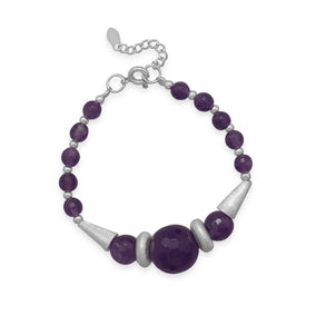 7"+1" Faceted Amethyst Bead Bracelet