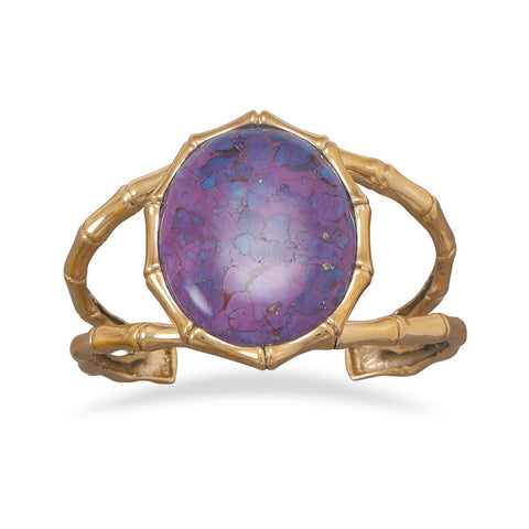 Bronze Oval Reconstituted Dyed Purple Turquoise Cuff