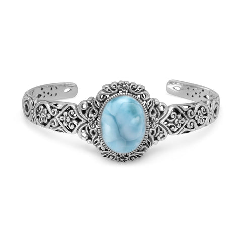 Ornate Larimar Cuff Bracelet