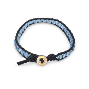 7" Leather and Blue Crystal Bracelet
