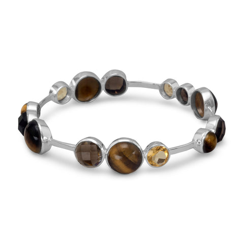 Tiger's Eye, Quartz and Citrine Stackable Bangle