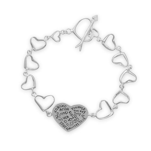 7.5" Heart Link Message Bracelet