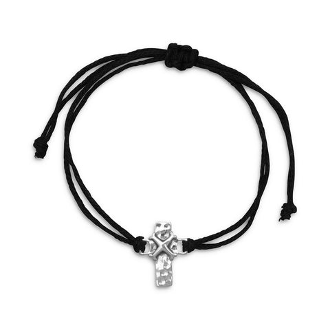 Adjustable Cord Bracelet with Cross Charm