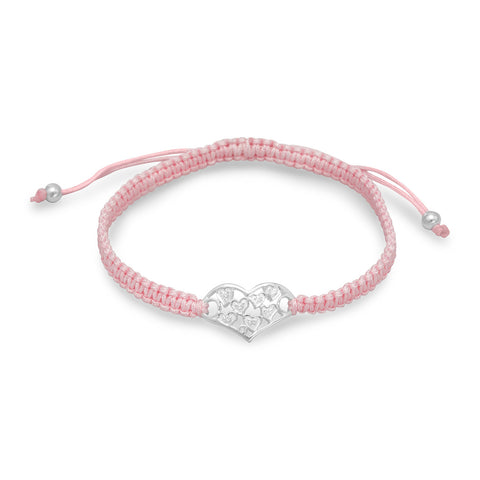 Adjustable Cord CZ Heart Bracelet