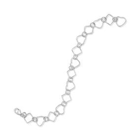 8" Heart and Diamond Shape Link Bracelet