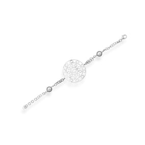 7.5äó? Rhodium Plated Southwestern Design Bracelet