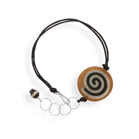 7" + 1" Double Strand Bracelet with Wood Bead