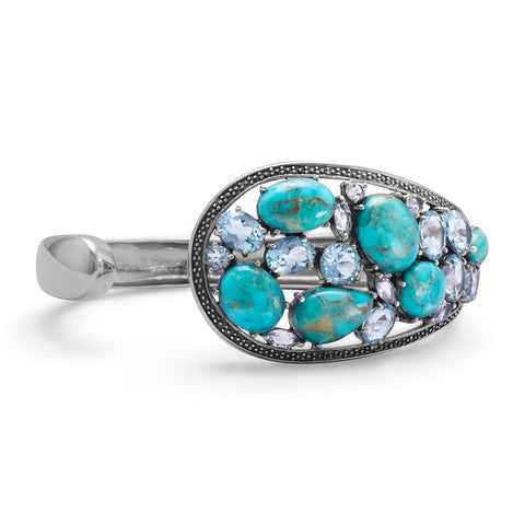 Multistone Hinged Cuff Bracelet