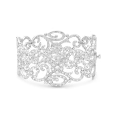 Rhodium Plated Vintage CZ Hinged Bracelet