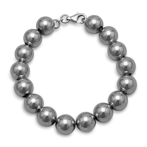 8.5" Rhodium Plated Bead Bracelet