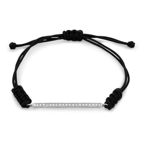 Adjustable Cord Bracelet with CZ Bar
