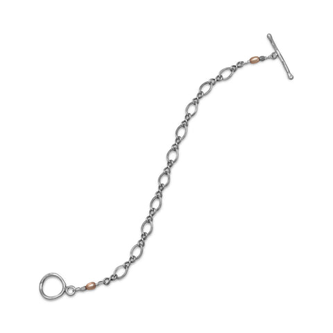 Oxidized Crazy Eights Bracelet with Pearl Accents