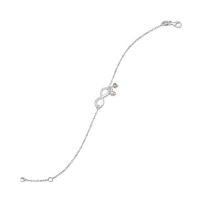 7" + 1" Handmade Infinity Bracelet with Pearl and Crystal Charms