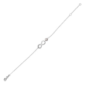 7.5" + 1" Handmade Infinity Bracelet with Pearl Accent
