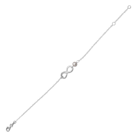 7.5" + 1" Handmade Infinity Bracelet with Pearl Accent