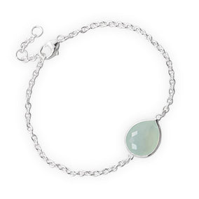 7" + .5" + .5" Freeform Faceted Synthetic Sea Green Chalcedony Bracelet