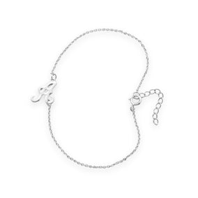 Rhodium Plated Script "A" Bracelet