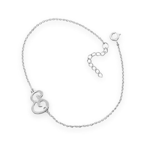 Rhodium Plated Script "E" Bracelet