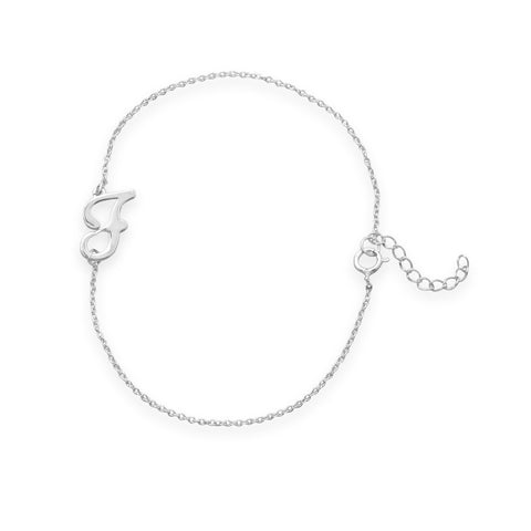 Rhodium Plated Script "F" Bracelet