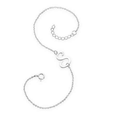 Rhodium Plated Script "S" Bracelet