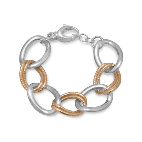 Two Tone Large Hollow Link Bracelet