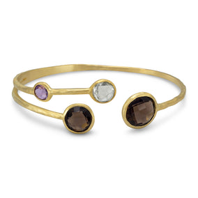 18 Karat Gold Plated Multistone Cuff Bracelet