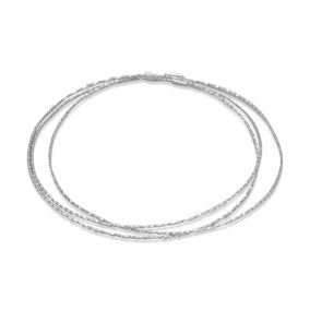 Set of Three Rhodium Plated Diamond Cut Bangle Bracelets