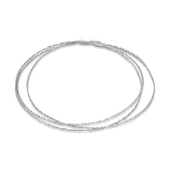 Set of Three Rhodium Plated Diamond Cut Bangle Bracelets
