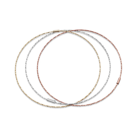 Tri Tone Set of Diamond Cut Bangle Bracelets