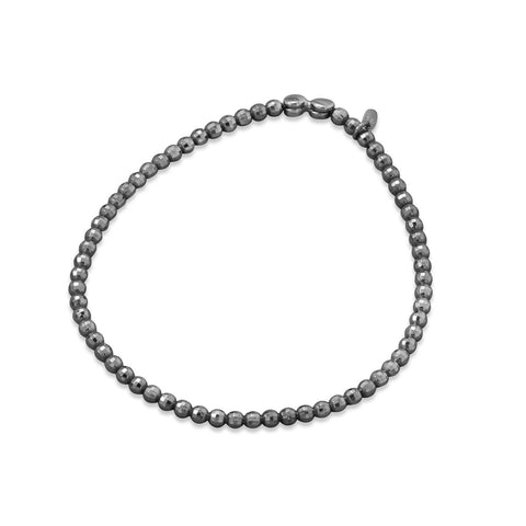 Ruthenium Plated Faceted Bead Stretch Bracelet