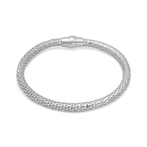 7.5" Rhodium Plated Hollow Bracelet