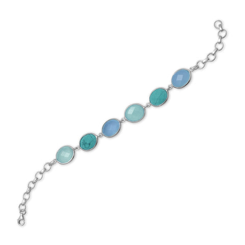 7.5" Chalcedony and Stabilized Turquoise Bracelet