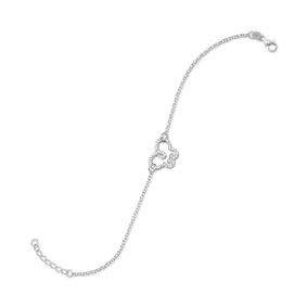 7" + 1" Rhodium Plated CZ Butterfly Bracelet