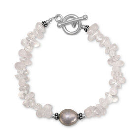 Baila Luna Quartz and Cultured Freshwater Pearl Toggle Bracelet