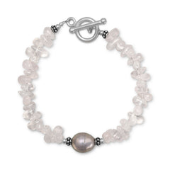 Baila Luna Quartz and Cultured Freshwater Pearl Toggle Bracelet