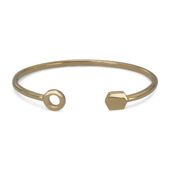 14 Karat Gold Plated Cuff Bracelet with Multishape Ends
