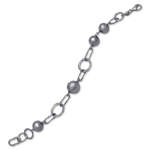 Oxidized Beaded Link Bracelet
