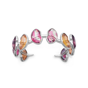 Rhodium Plated Multicolor Glass Cuff